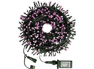 6927193457319 - Amirror Smart Ug - 108 Fuß Weihnachtslichterkette 300 LED-Lichterketten 8 Modi Plug-in Party Terrasse Garten Rosa