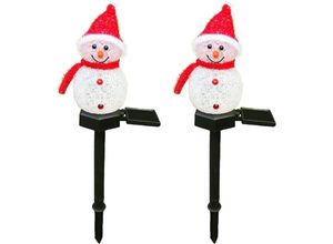 6927193457715 - Amirror Smart Ug - 2 Pack Schneemann Solarleuchten Weihnachten Solarleuchten Garten Schneemann dekorative Lichter Hof Passage Lichter rot