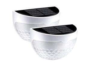 6927193458781 - Amirror Smart Ug - 2er-Pack Solar-Zaunleuchten Außendeckleuchten dekorative Gartenbeleuchtung für Terrasse Veranda Treppe weiße Schale