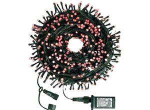 6927193458811 - LED-Lichterkette 72 Fuß 200 LED-Lichterketten 8 Modi Niederspannung für Weihnachten Haus Garten Rot