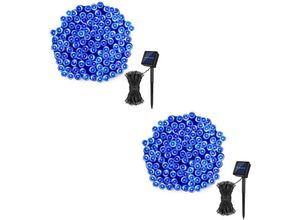 6927193458989 - Amirror Smart Ug - Solar-Lichterketten insgesamt 46 Fuß 2 Packungen mit 50 LED-Lichterketten für Garten Hof Baum Hochzeitsfeier blaues Licht