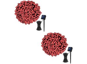 6927193458996 - Amirror Smart Ug - Solar-Lichterketten insgesamt 46 Fuß 2 Packungen mit 50 LED-Lichterketten für Garten Hof Baum Hochzeitsfeier rotes Licht