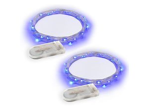 6927193459467 - Amirror Smart Ug - Batteriebetriebene Lichterkette für Terrasse Schlafzimmer Urlaubsdekoration blaues Licht 65 Fuß 20 LEDs 2 Pakete