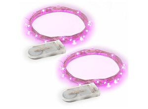 6927193459481 - Amirror Smart Ug - Batteriebetriebene Lichterkette für Terrasse Schlafzimmer Urlaubsdekoration usw 2 Pakete 65 Fuß 20 LEDs rosa