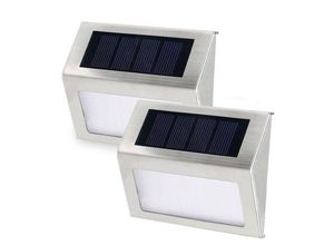 6927193459580 - Amirror Smart Ug - Solarleuchten für Stufen Decks Wege Treppen Zäune LED-Lampe für den Außenbereich wasserdicht 2er-Pack weißes Licht3led