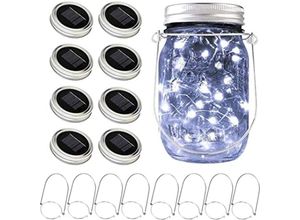 6927193459757 - Amirror Smart Ug - Solar Mason Jar Lights 10 Pack mit 20 led hängenden Glasdeckel Lichter mit Aufhänger (keine Gläser) für Garten vier Farben