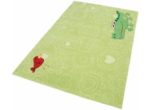 6928549625376 - Kinderteppich SIGIKID Happy Zoo Crocodile Teppiche Gr B L 120 cm x 180 cm 10 mm 1 St grün (lindgrün) Kinder Kinderzimmerteppiche