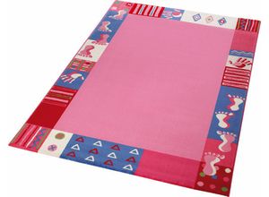 6928549637232 - Kinderteppich WECON HOME Roundly Hand&Feet Teppiche Gr B L 80 cm x 150 cm 8 mm 1 St pink Kinder Kinderzimmerteppiche