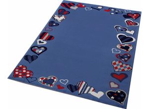 6928549637539 - Kinderteppich WECON HOME Just Hearts Teppiche Gr B L 80 cm x 150 cm 8 mm 1 St blau Kinder Kinderzimmerteppiche