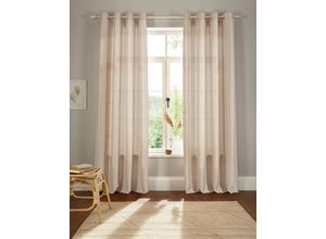 6930325404310 - Vorhang HOME AFFAIRE Leticia Gardinen Gr 295 cm Ösen 140 cm beige (sand) Landhaus Gardinen halbtransparent Seiden Optik leicht monochrom