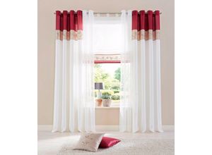 6930325415446 - Vorhang MY HOME Sorel Gardinen Gr 245 cm Ösen 140 cm rot (bordeaux) Ösen Gardine Fertiggardine halbtransparent