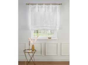 6930325421911 - Raffrollo GUIDO MARIA KRETSCHMER HOME&LIVING TENDER Raffrollos Gr 140 cm Bindebänder 140 cm weiß Raffrollos transparent transparent Leinen Optik mit Struktur monochrom