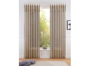 6930325424639 - Gardine GUIDO MARIA KRETSCHMER HOME&LIVING TENDER Gardinen Gr 225 cm Bindebänder 135 cm beige (sand) Bindeband transparent Leinen Optik mit Struktur monochrom