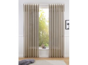 6930325424653 - Gardine GUIDO MARIA KRETSCHMER HOME&LIVING TENDER Gardinen Gr 265 cm Bindebänder 135 cm beige (sand) Bindeband transparent Leinen Optik mit Struktur monochrom