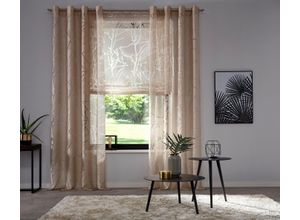 6930325740920 - Gardine Anna my home Ösen (1 St) halbtransparent Ausbrenner Polyester Äste-Motiv beige