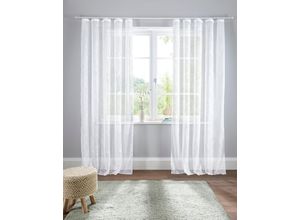 6930325744850 - Gardine HOME AFFAIRE Adele Gardinen Gr 225 cm Kräuselband 130 cm weiß Kräuselband transparent mit floraler Stickerei Voile