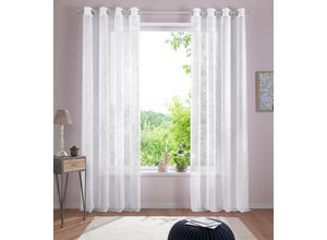 6930325744904 - Gardine HOME AFFAIRE Adele Gardinen Gr 175 cm Ösen 130 cm weiß transparent mit floraler Stickerei Voile