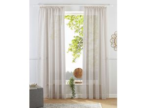 6930325758376 - Gardine BRUNO BANANI LINUS Gardinen Gr 145 cm Kräuselband 130 cm beige (sandfarben) Kräuselband Gardine halbtransparent gewebt verschiedene Größen