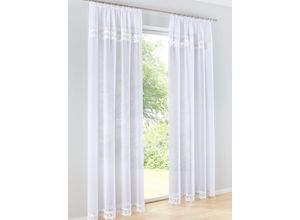 6930325784184 - Gardine HEINE HOME Gr 1 weiß Gardinen 145cm Universalzugband Schlaufen 130cm Polyester B130cm H145cm