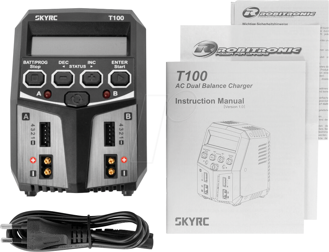 6930460006011 - SKYRC T100 Modellbau-Ladegerät 50 A Blei LiFePO LiHV LiIon LiPo NiCd NiMH Timer-Abschaltung Grafische Anzeige