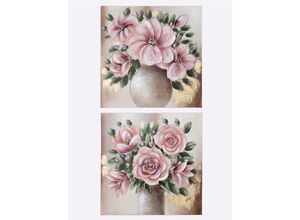 6930597950515 - Gemälde HEINE HOME Bilder Gr B H T 40 cm x 40 cm x 25 cm rosa (rose) Gemälde