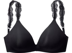 6930799605657 - LASCANA Perfect Basics Push-Up BH nahtlos bügellos Spitze für Damen schwarz 85D