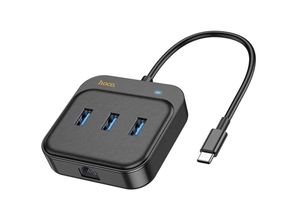 6931474799005 - HOCO HUB Adapter 4in1 Typ C auf USB303+RJ45 Gigabit Ethernet 02m HB35 schwarz