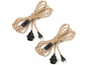6931927737387 - Paar Hanfseil-Kronleuchterkabel 45 m E27-Fassungsschalter mit Glühbirnenkabel für DIY-Lampen-Pendelleuchte Industrie-Pendelleuchte Kronleuchter