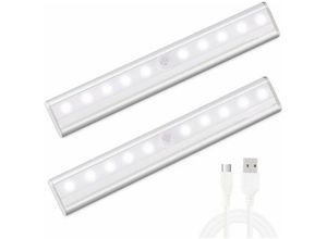 6931939533793 - Riceel - Schrankleuchte wiederaufladbare USB-Lampe 10 LEDs Bewegungsmelder für Schrank Kleiderschrank Küche Flur Toilette mit abnehmbarem