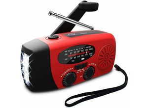 6931939637743 - Riceel - Tragbares Solarradio Handkurbel-Notfallradio AM FM NOAA-Wetter-Dynamo-Radio wiederaufladbare 2000-mAh-Powerbank USB-Handy-Ladegerät