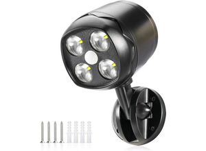 6931939665500 - Außenlampe mit Bewegungssensor IP65 wasserdichter LED-Strahler batteriebetrieben 600 lm Bewegungssensor mit flexibler Batterie für Garten Weg