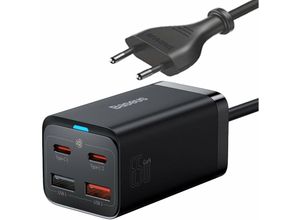 6932172600334 - GaN3 Pro Schnellladegerät GaN 2 x usb Typ c   2 x usb 65W pd QC40+ afc pps + Kabel usb Typ c - usb Typ c 1m schwarz (CCGP040101) - Baseus