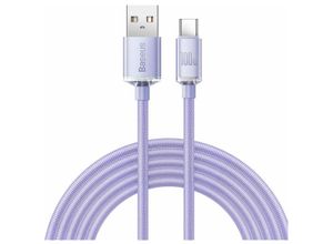 6932172602857 - Crystal Shine Series Kabel USB-Kabel für schnelles Aufladen und Datenübertragung usb Typ a - usb Typ c 100W 2m Lila (CAJY000505) - Baseus