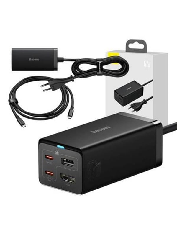 6932172613006 - Schnellladegerät GaN5 Pro hub hdmi 2 x usb-c   usb-a   hdmi 4K 30Hz 15m schwarz + usb-c Kabel - usb-c 100W 40Gb s (USB4) 1m (CCGP110201) - Baseus