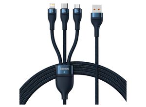 6932172618117 - 3in1 Kabel Schnellladekabel USB-A auf USB-C microUSB Lightning 66W 480Mb s 12m blau