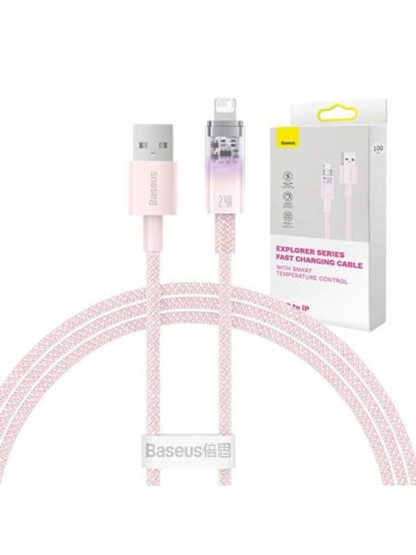 6932172628994 - Fast Charging cable  USB-A to Lightning Explorer Series 1m 24A (pink)