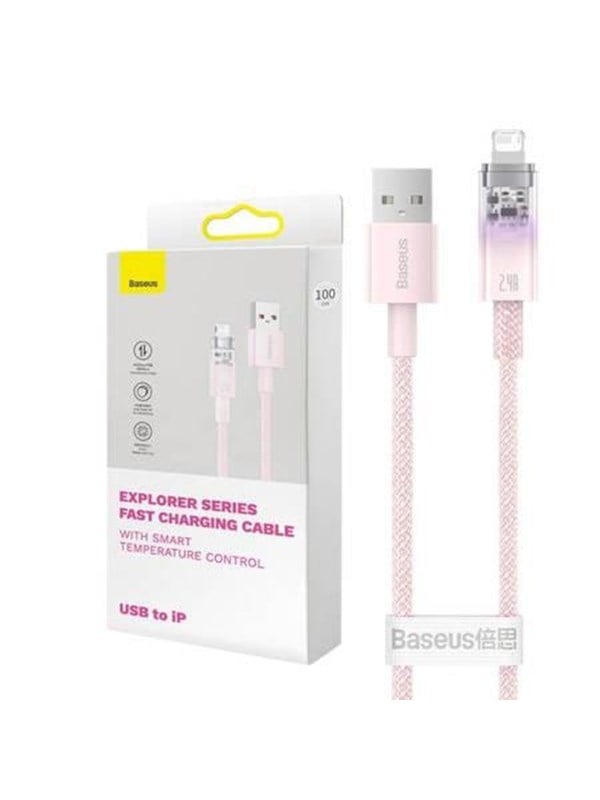 6932172629038 - Fast Charging cable  USB-A to Lightning Explorer Series 2m 24A (pink)