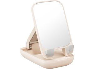 6932172629915 - 2-in-1-Handyständer mit verstellbarem Ständer und Spiegel Seashell-Serie Beige