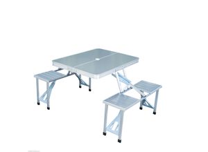 6932185965819 - Klapptisch mit 4 Sitzer (Farbe silber Größe 135 x 85 x 67 cm (LxBxH))