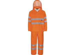 6933157013118 - Trizeratop - Arbeitsjacke Regenjacke + Regenhose Warnschutz-Regenanzug Orange Größe s - orange