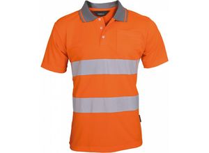 6933157014528 - Vizwell - Triuso VWP1B Warnschutz-Poloshirt Gr m leuchtorange marine