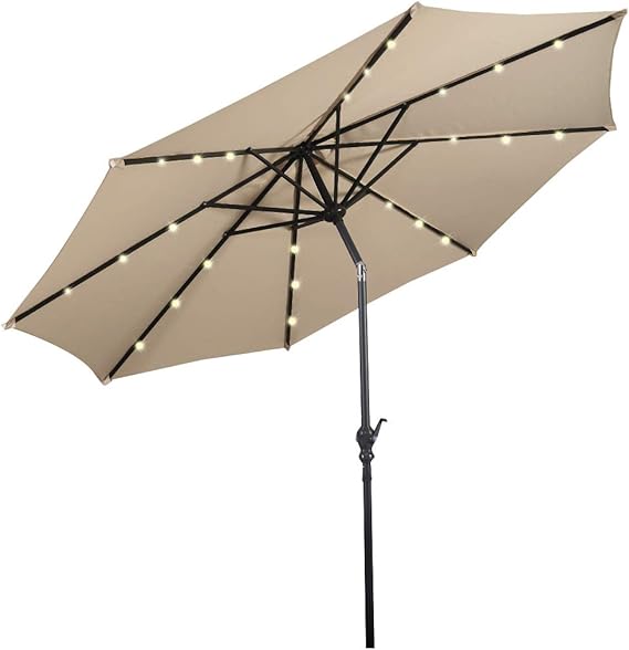 6933315597498 - Sonnenschirm mit LED-Beleuchtung - Ã˜270 cm - Beige