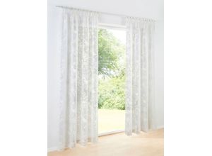 6933897906572 - Gardine HEINE HOME Gr 1 weiß (sanftes weiß) Gardinen 145cm Universalzugband Ösen 140cm Polyester Leinen Viskose B140cm H145cm