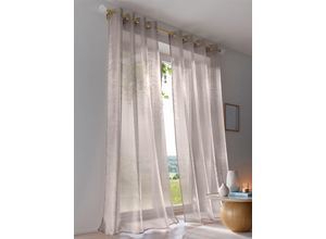 6933897916403 - Vorhang HEINE HOME Gardinen Gr 145 cm Multifunktionsband 135 cm grau (taupe) Transparente Gardinen