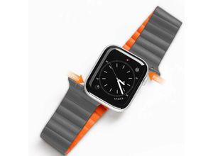 6934913044735 - Magnetband Uhrenarmband kompatibel mit Apple Watch 7 6 5 4 3 2   SE (41 x 40 x 38 mm) Grau l Orange