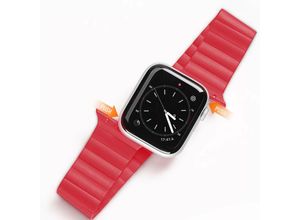 6934913044759 - Magnetband Uhrenarmband kompatibel mit Apple Watch 7 6 5 4 3 2   SE (41 x 40 x 38 mm) Rot