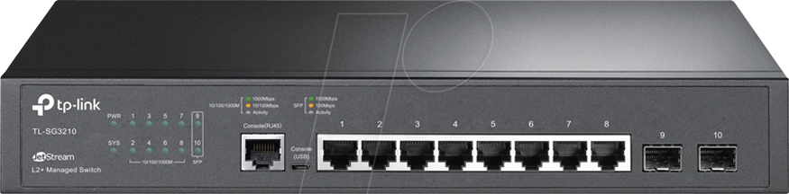 6935364006396 - JetStream TL-SG3210 V3 - Switch - managed - 8 x 10 100 1000 + 2 x Gigabit SFP - Desktop an Rack montierbar