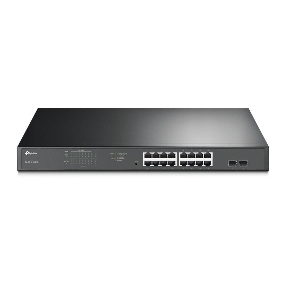 6935364086923 - TP-LINK TL-SG1218MPE 16-Port Gigabit PoE+ Easy Smart Switch Netzwerk Switch 16 + 2 Port 10   100   1000 MBit s PoE-Funktion