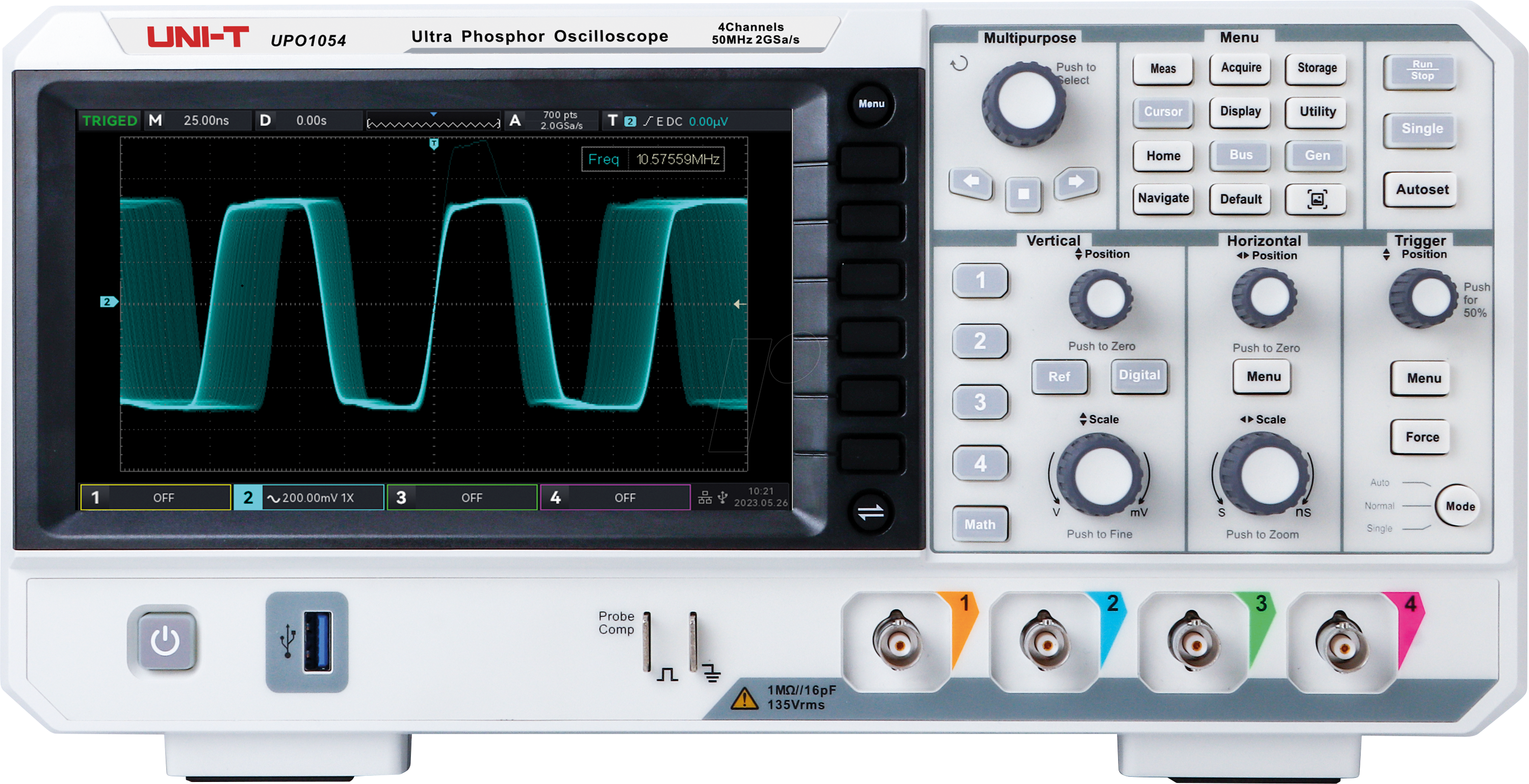 6935750510766 - UT UPO1054 - Digital-Speicher-Oszilloskop 50 MHz 4 Kanäle