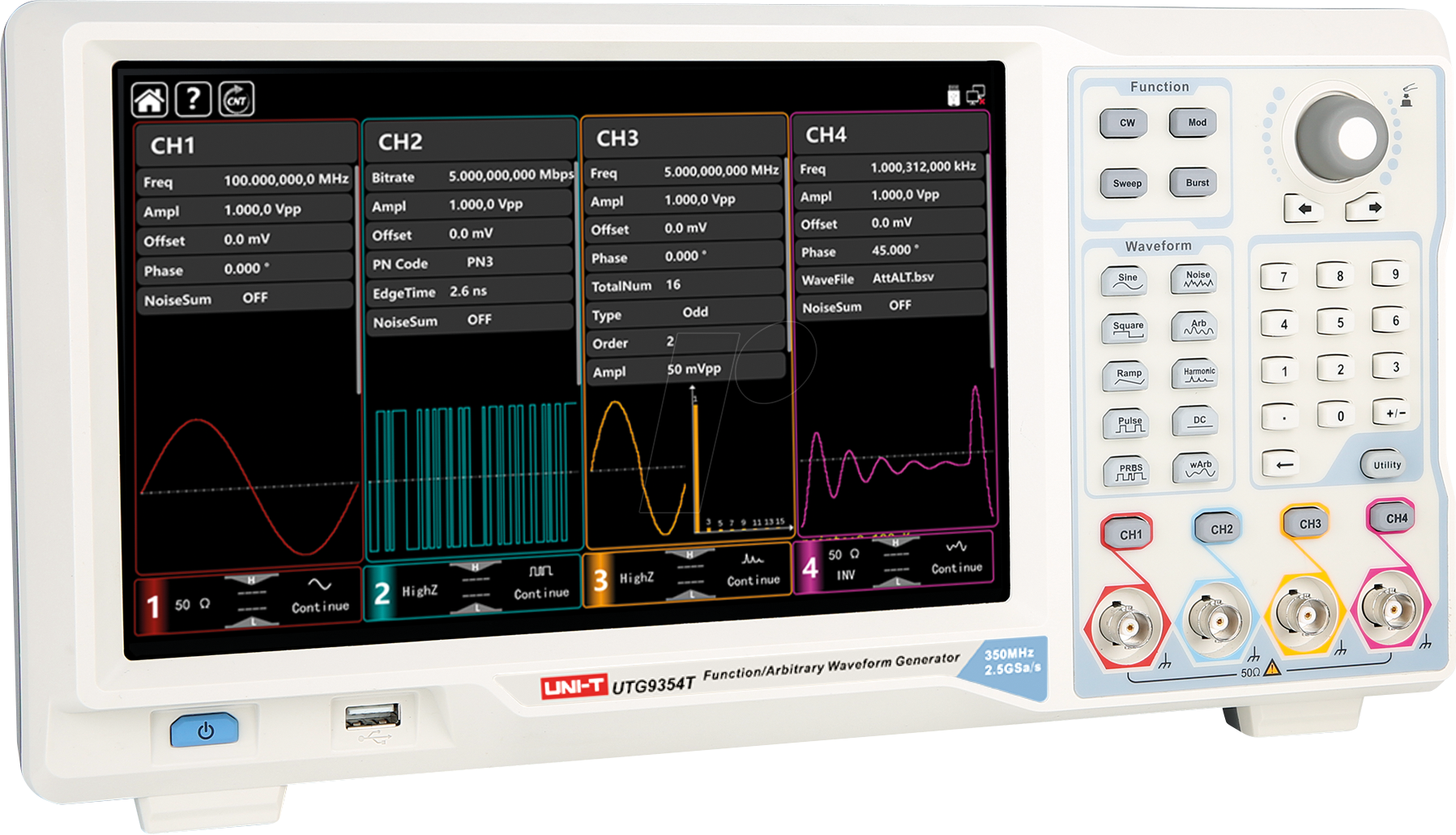 6935750593554 - UTG 9354T - Funktionsgenerator 350 MHz 4 Kanäle DDS